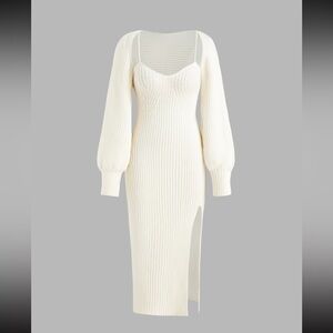 Cider Cream Knit Long Sleeve Dress